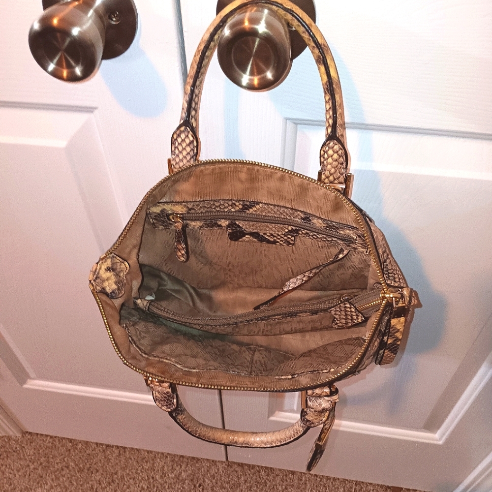 Michael Kors Embossed Python Print Riley Satchel … - image 3